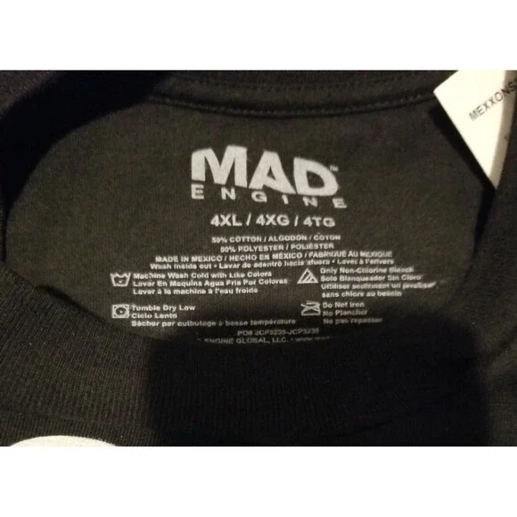 Mens 4XL T-Shirt, Black, Short Sleeve - Picture 3 of 3